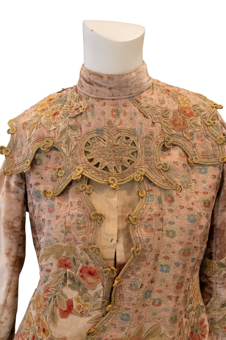 Edina, reworked Edwardian silk ad velvet embroidered jacket
