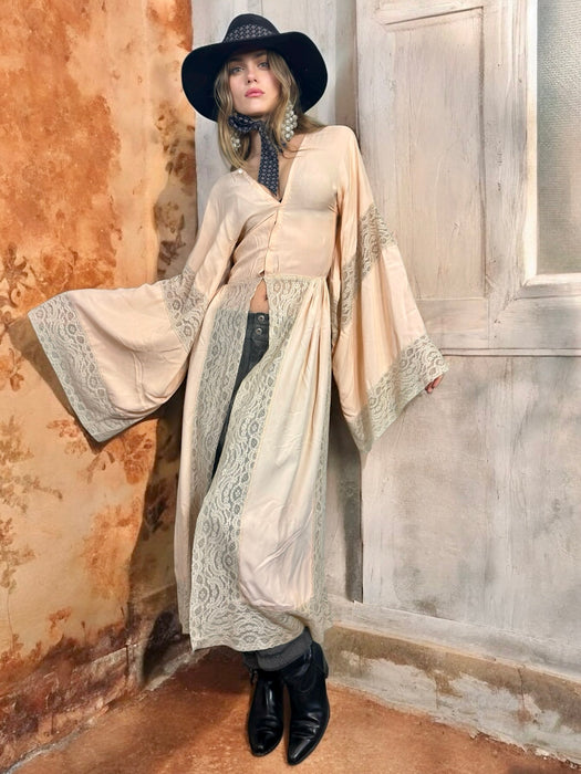 Astuce, 40s silk and lace angel sleeve robe