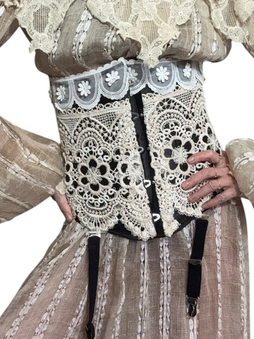 Troy, reworked 40s black lace corset