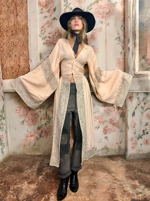 Astuce, 40s silk and lace angel sleeve robe