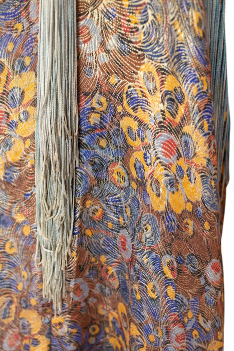 Norme, 20s floral fringed lamé dress