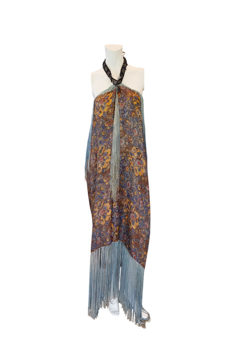 Norme, 20s floral fringed lamé dress