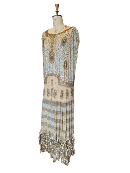 Astor, 20s Art Deco sequins and beaded long dress