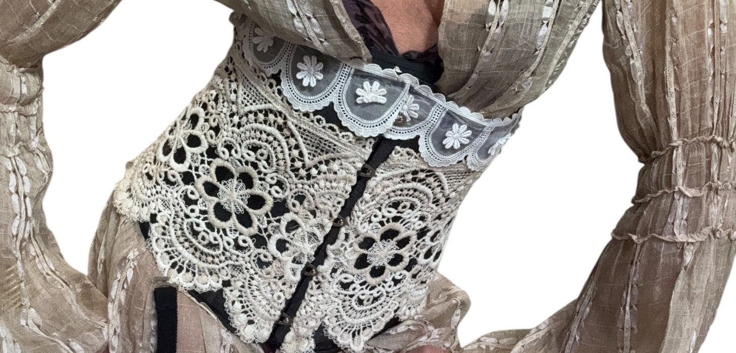Troy, reworked 40s black lace corset