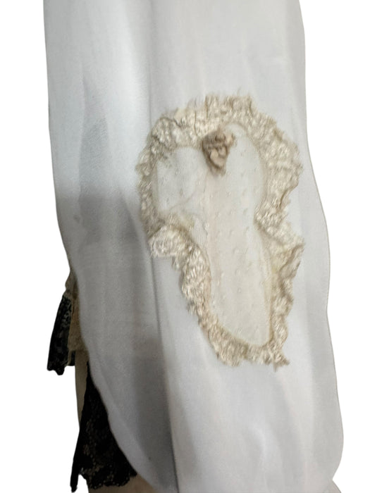 Pluto, reworked corseted lace and beaded poet blouse