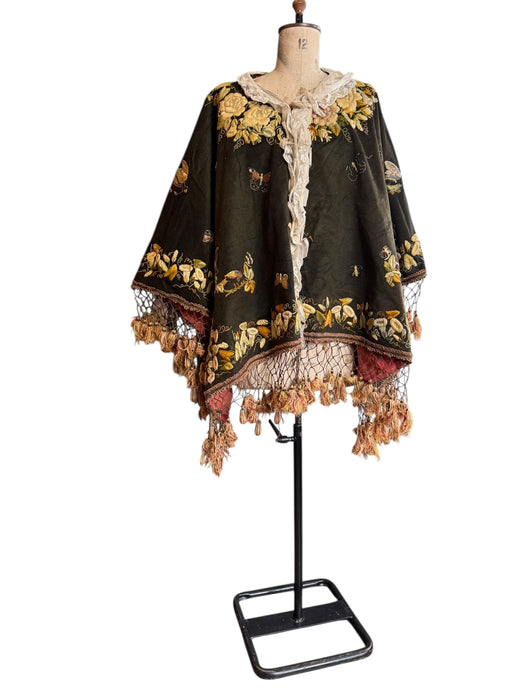Madeline, 19th C embroidered cape with lace collar