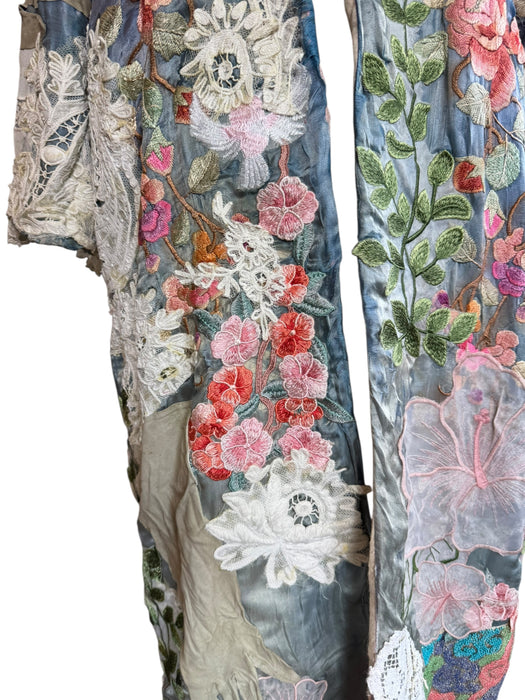 Blaine, reworked patchwork 40s silk embroidered floral kimono