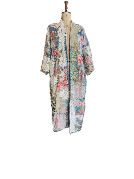 Blaine, reworked patchwork 40s silk embroidered floral kimono