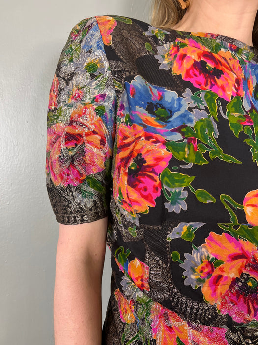 Poppy, 30s lamé floral top