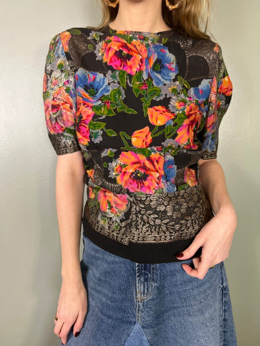 Poppy, 30s lamé floral top