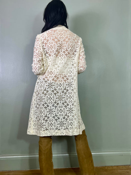 Charlie, white lace 70s coat