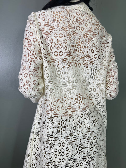 Charlie, white lace 70s coat