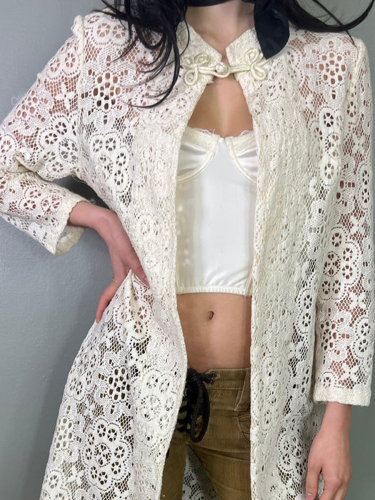 Charlie, white lace 70s coat