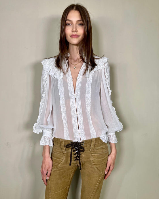 Pearl, 70s white cotton vintage blouse