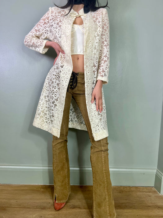 Charlie, white lace 70s coat