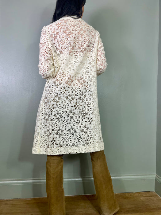 Charlie, white lace 70s coat