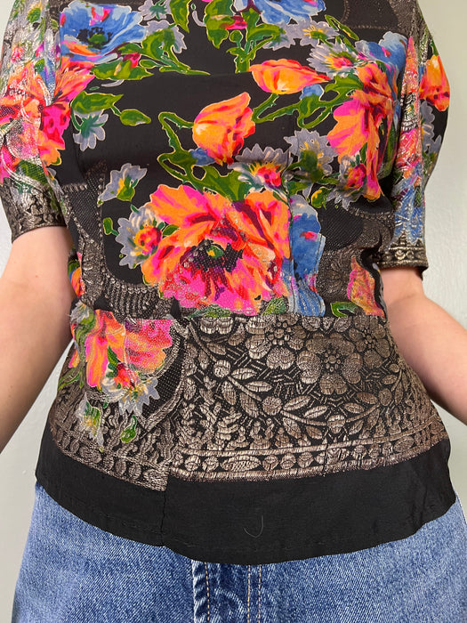 Poppy, 30s lamé floral top