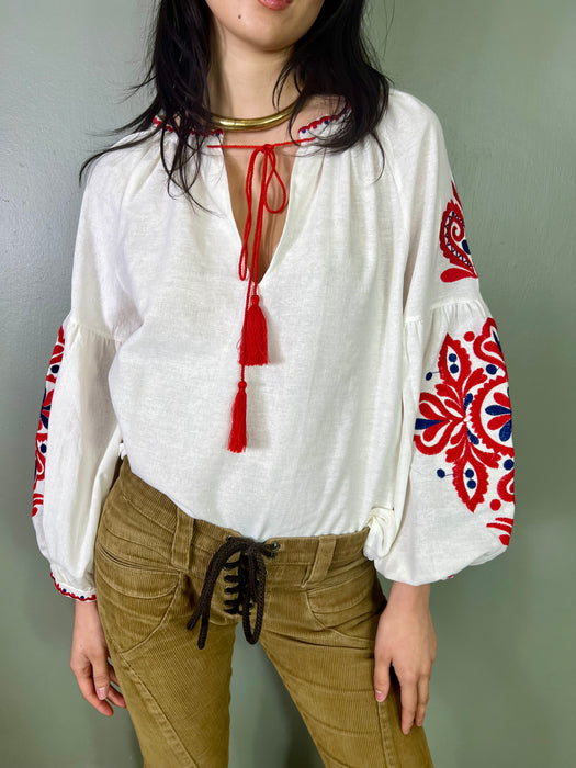 Iona, 70s cotton embroidered blouse