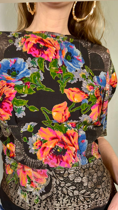 Poppy, 30s lamé floral top