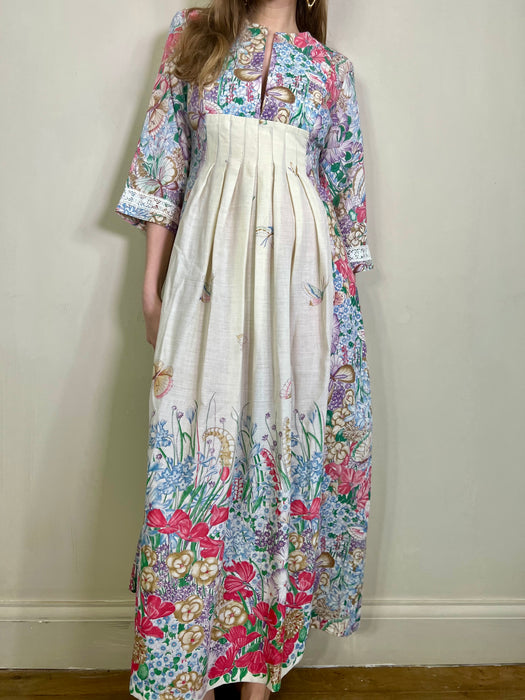 Bluebell, pleated front cotton vintage dress