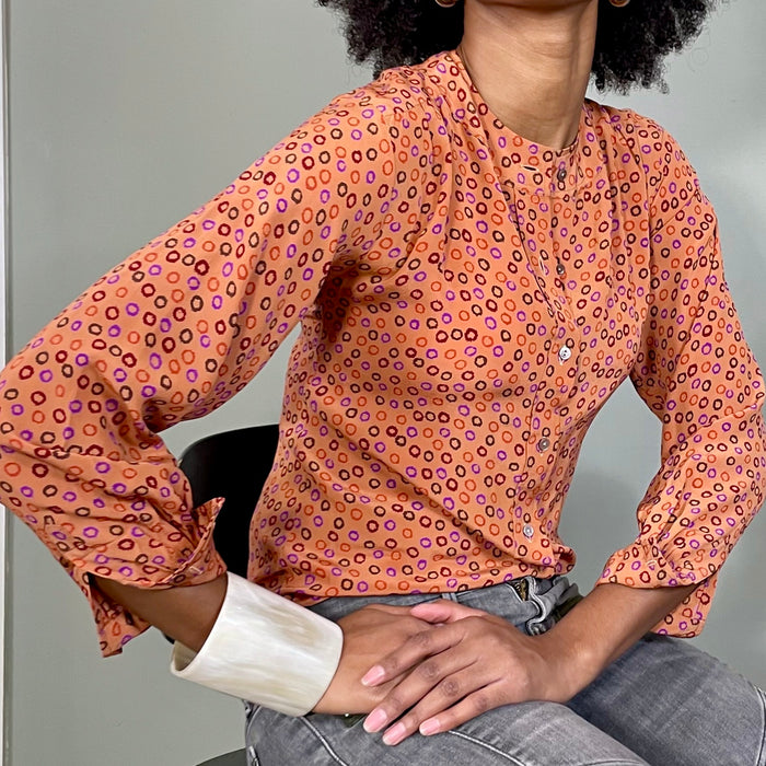 YSL, Rive Gauche terracotta silk print shirt
