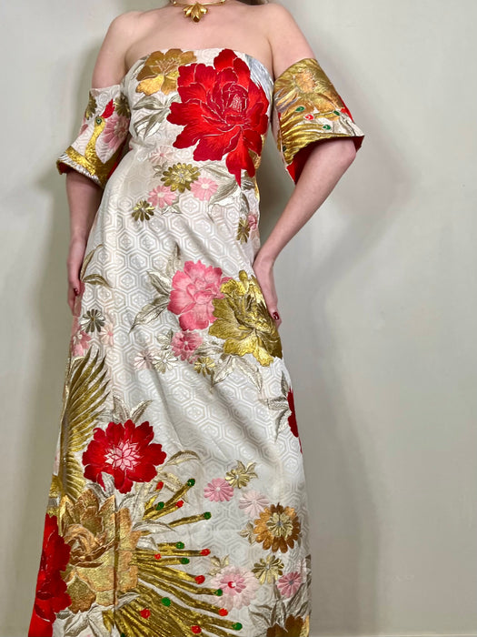 Birdie, Antique kimono embroidered gown