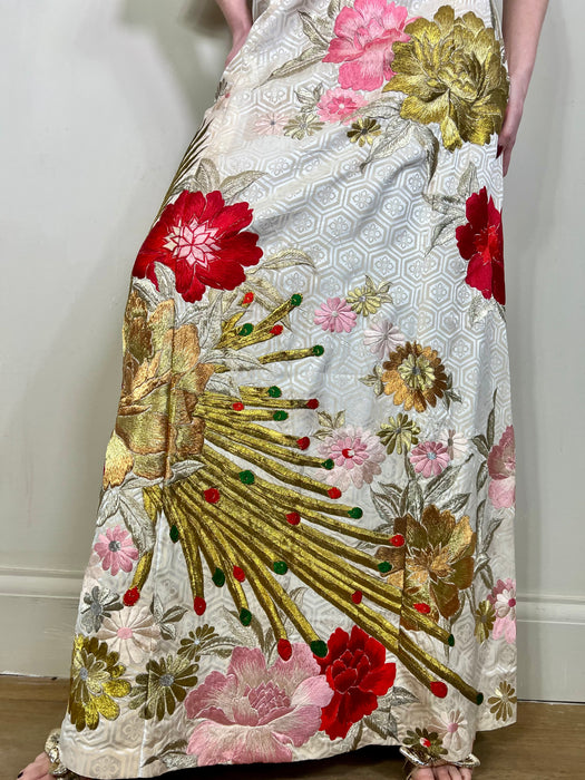 Birdie, Antique kimono embroidered gown