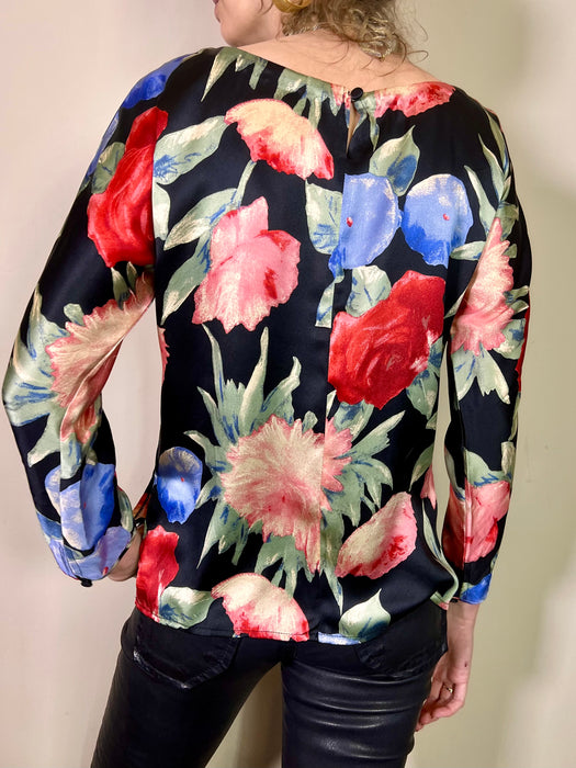 Margot, vintage silk floral blouse