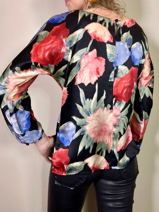 Margot, vintage silk floral blouse