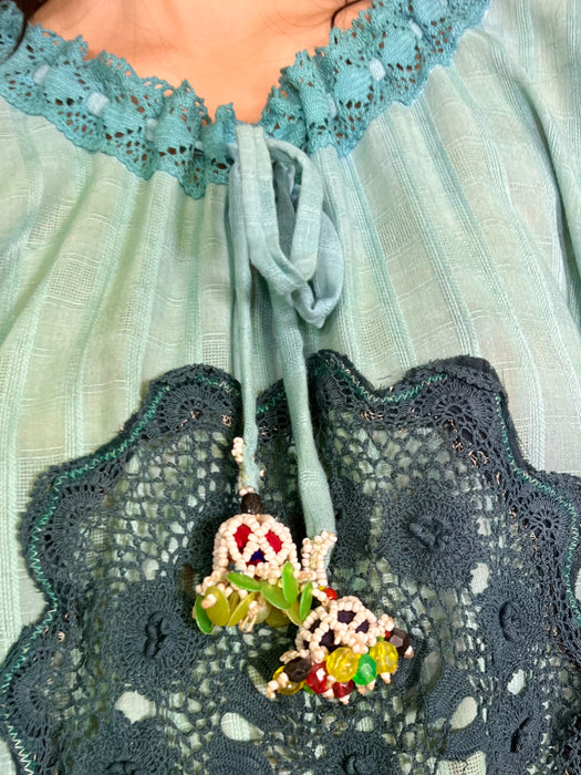 Eliza, vintage cotton and crochet top