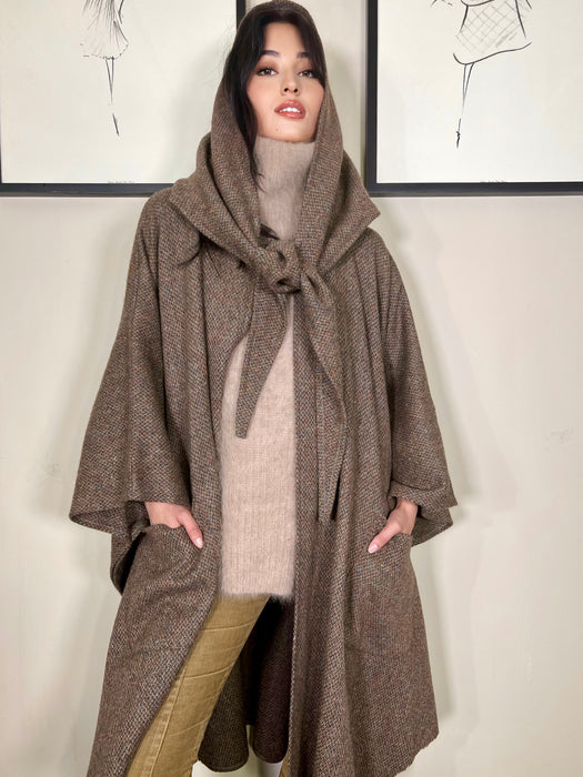 Collette, vintage wool hooded cape