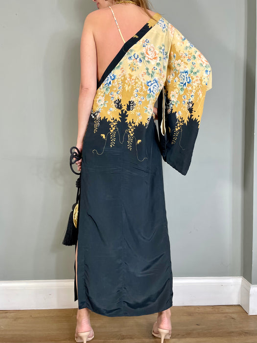 Katerina, 40s silk Japanese floral kimono dress