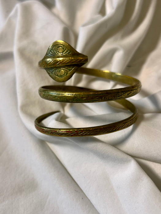 Cobra, 20s brass etched snake bracelet