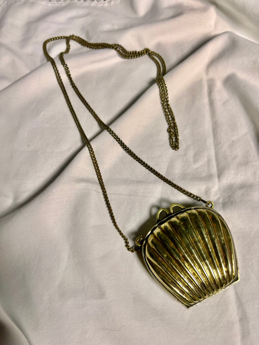 Kathy, 20s brass purse necklace
