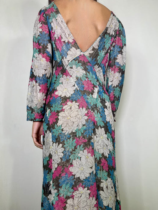 Rika, floral lamé 30s long dress