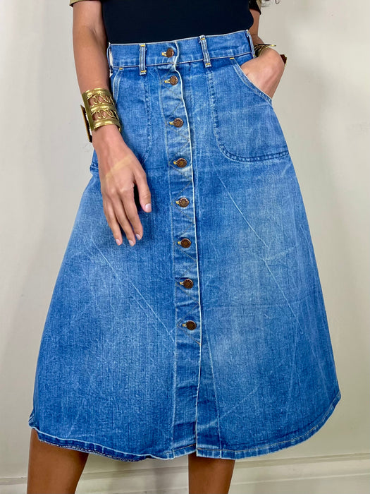 Fabiana 70s denim button skirt One Vintage
