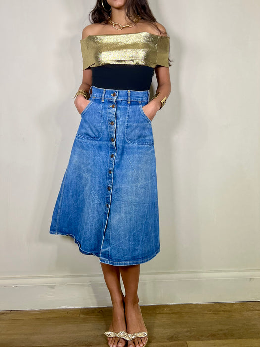 Fabiana, 70s denim button skirt