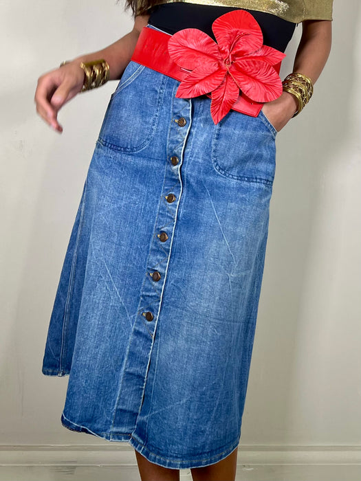 Fabiana, 70s denim button skirt