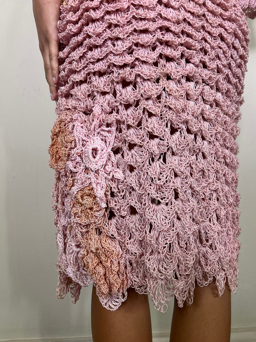 Laney, vintage pink crochet dress