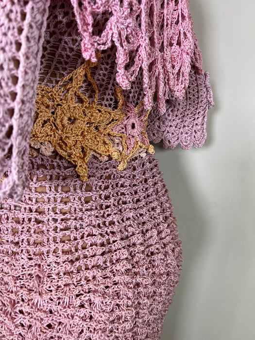 Laney, vintage pink crochet dress