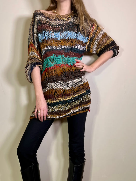 Mika, vintage leather hand knit sweater