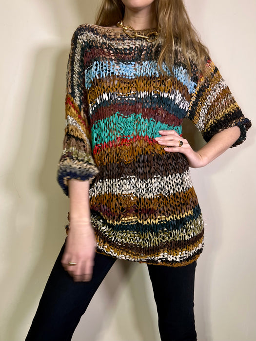 Mika, vintage leather hand knit sweater