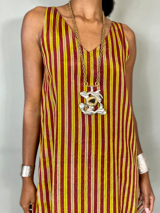 Talitha, vintage striped dress snd linen cover up