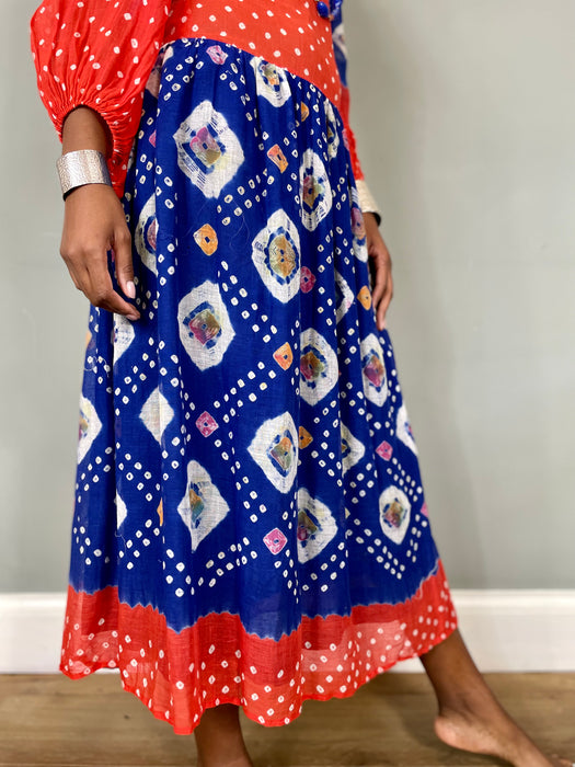 Bahia, Hippie cheesecloth print dress