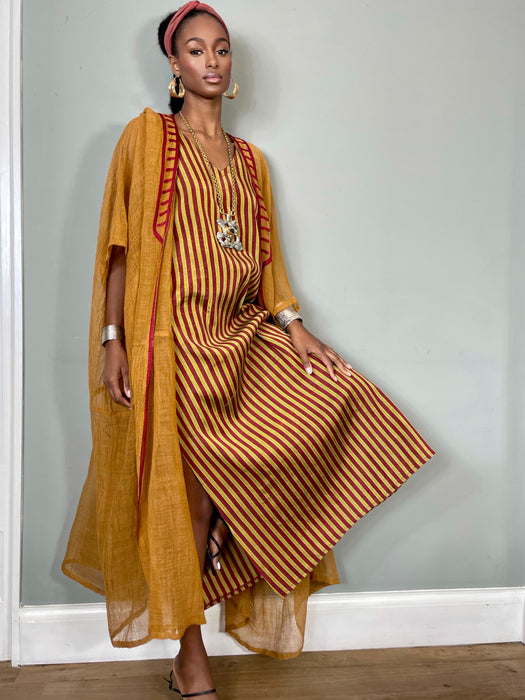 Talitha, vintage striped dress snd linen cover up