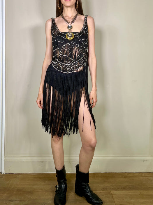 Eris, black and diamanté 20s tabard