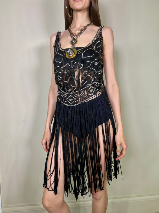 Eris, black and diamanté 20s tabard