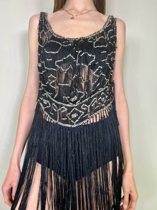 Eris, black and diamanté 20s tabard