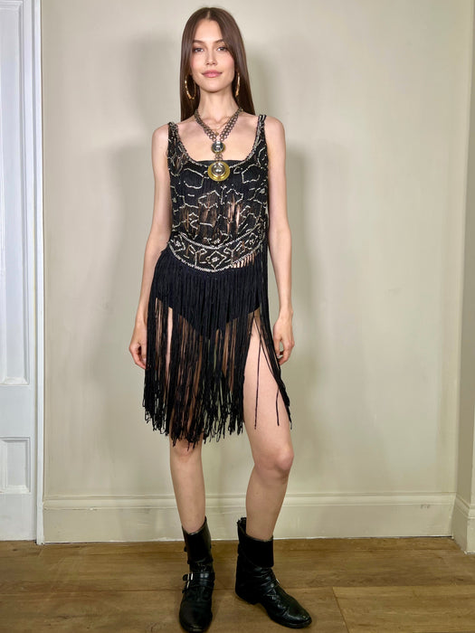Eris, black and diamanté 20s tabard