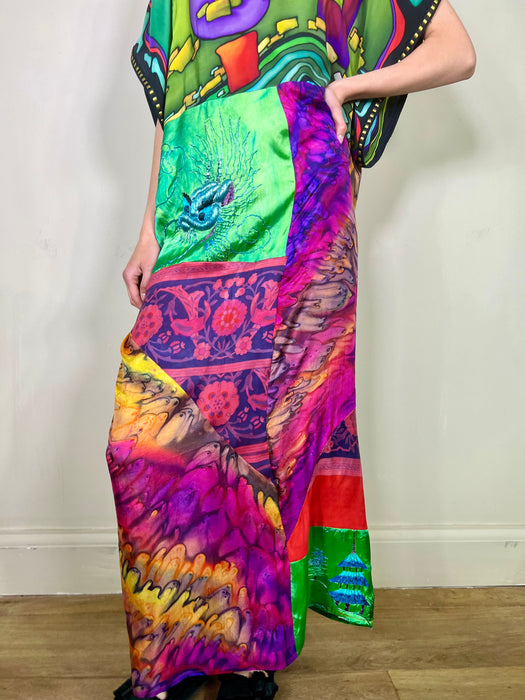 Pais, vibrant patchwork kaftan dress